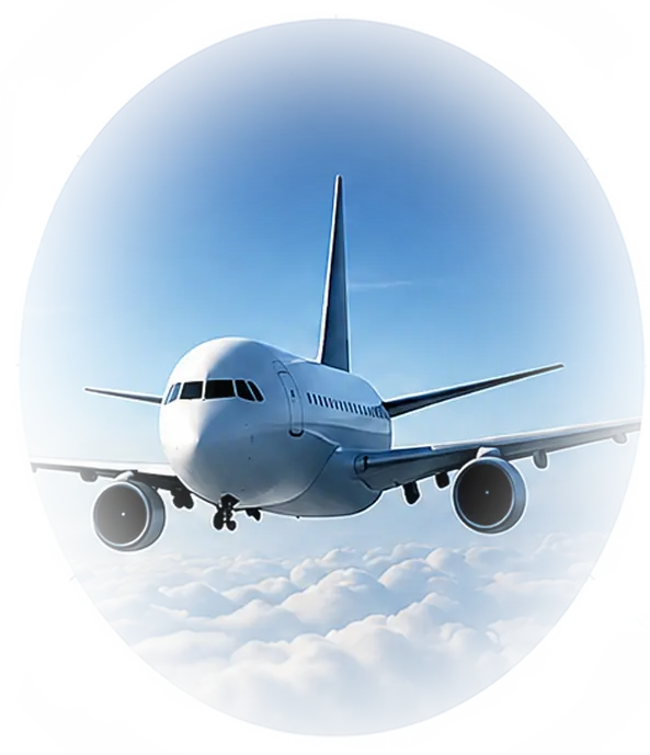 Commercial aircraft above the clouds
