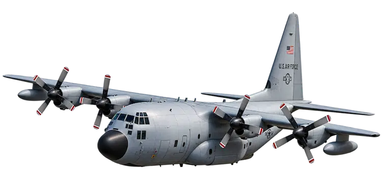 Lockheed C-130 Hercules aircraft supported by AeroX